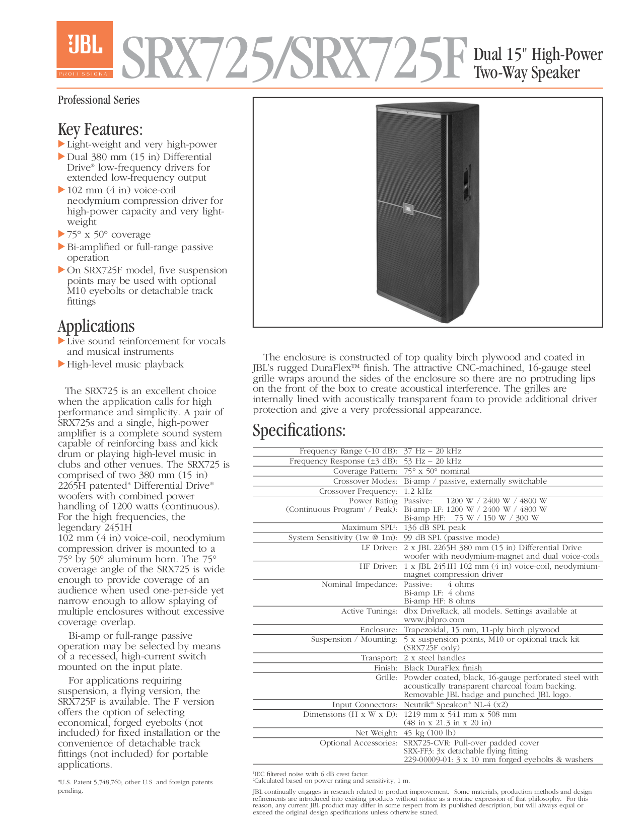 PDF manual for JBL Speaker S4800